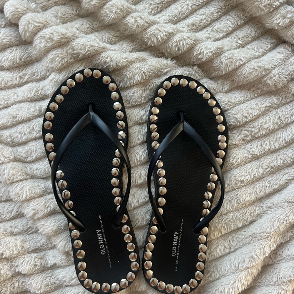 Old Navy Black Sandals with Decorative Trim
